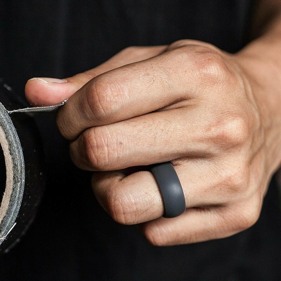 Silicone Wedding Rings (Set of 4) Color - Classic Combo 2 Mens Safety Rings - Picture 2 of 8